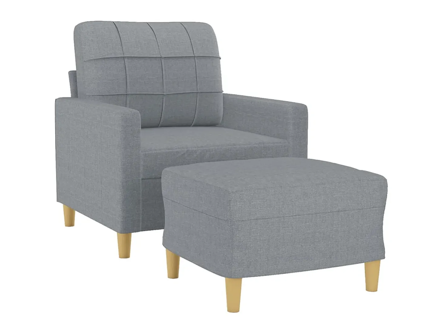 Sillón con taburete tela gris claro 60 cm ES93070