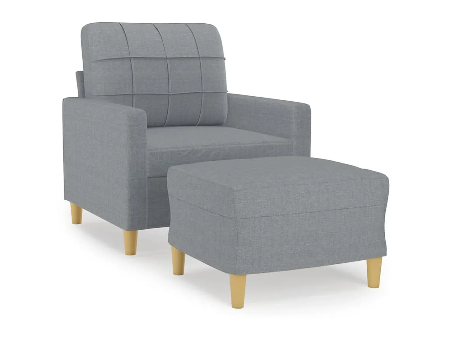 Sillón con taburete tela gris claro 60 cm ES93070