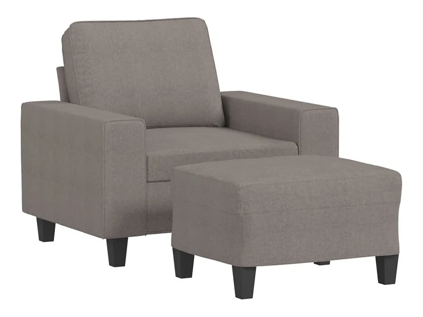 Sillón con taburete tela gris taupe 60 cm