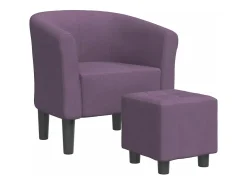 Sillón con taburete tela morado