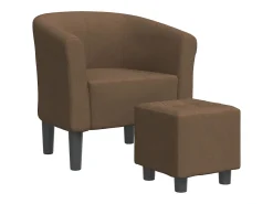 Sillón con taburete tela marrón