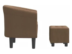 Sillón con taburete tela marrón