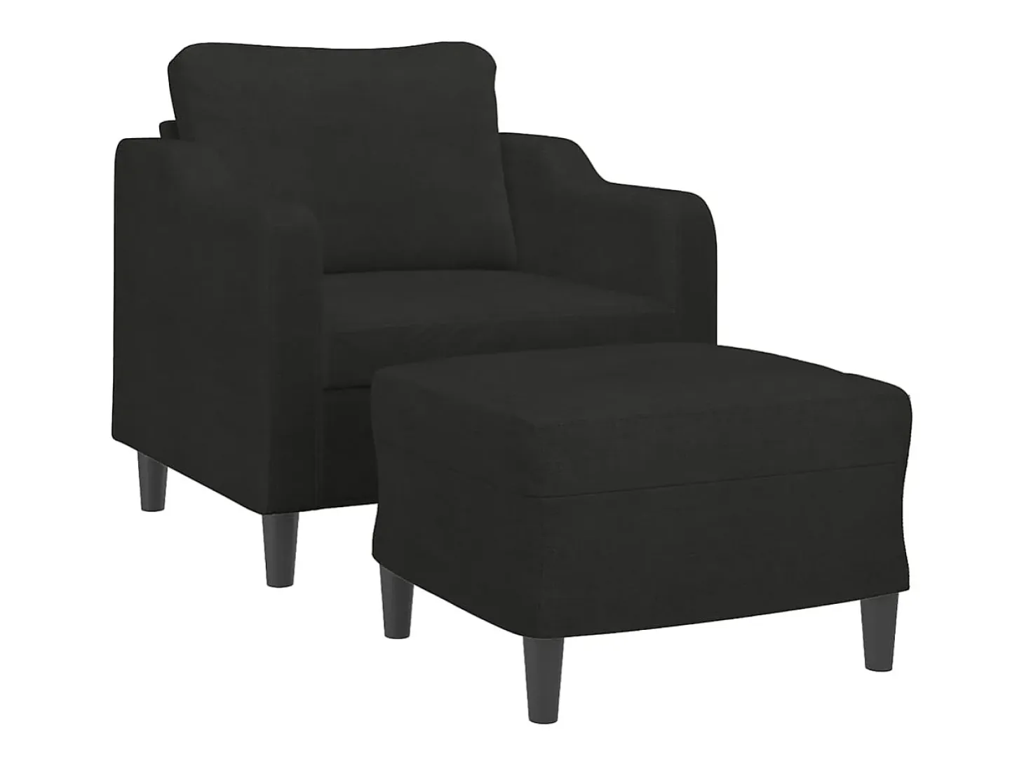 Sillón con taburete tela negro 60 cm