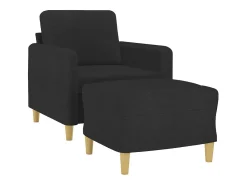 Sillón con taburete tela negro 60 cm