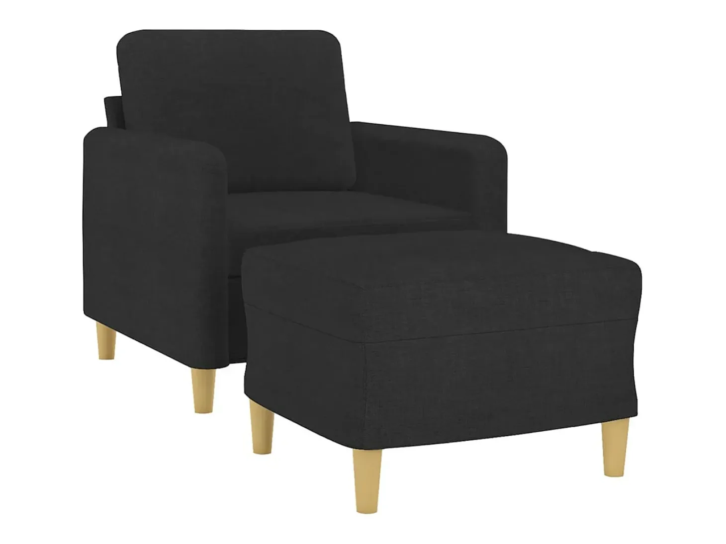 Sillón con taburete tela negro 60 cm