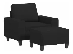 Sillón con taburete tela negro 60 cm