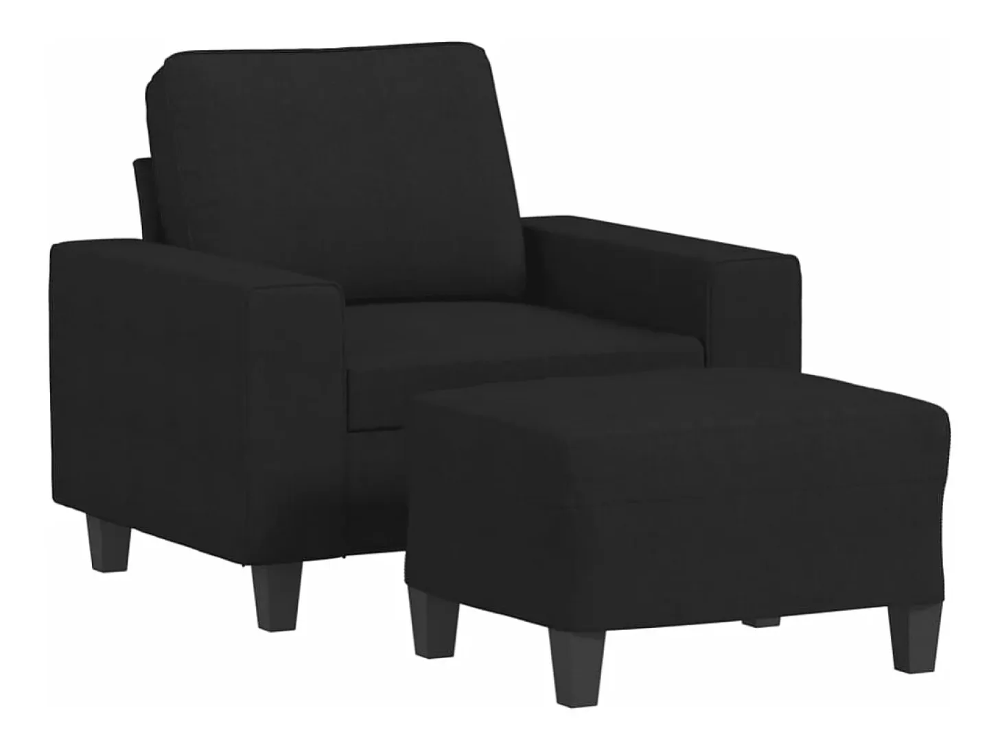 Sillón con taburete tela negro 60 cm