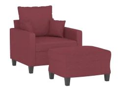 Sillón con taburete tela rojo tinto 60 cm