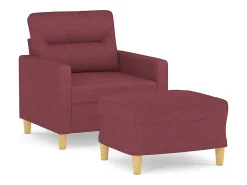 Sillón con taburete tela rojo tinto 60 cm