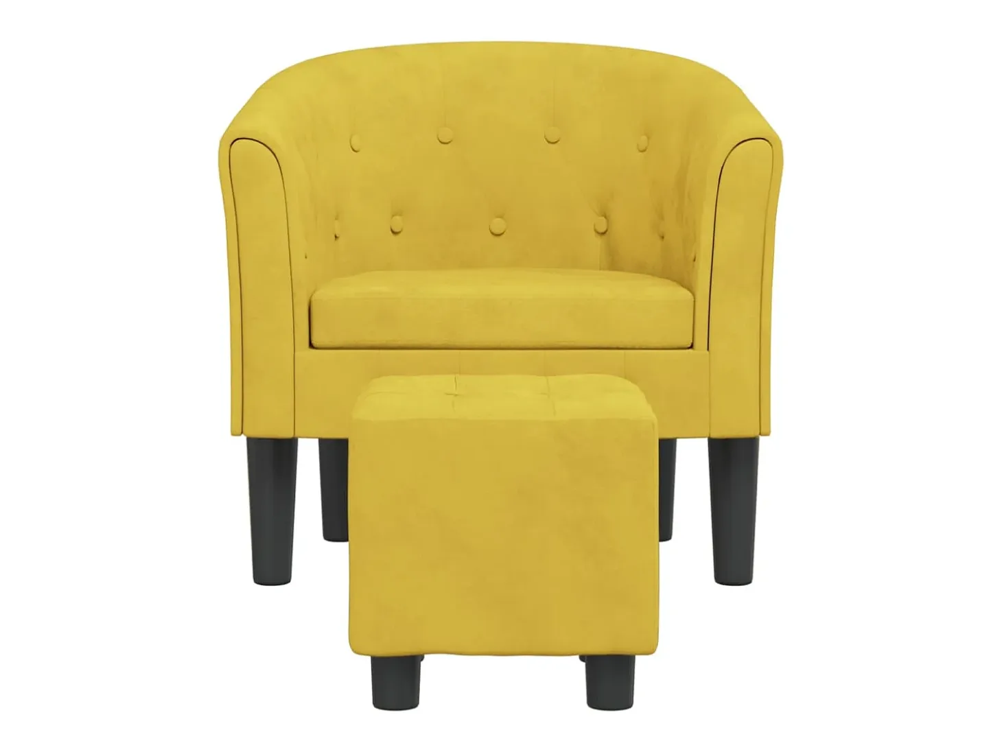 Sillón con taburete terciopelo amarillo