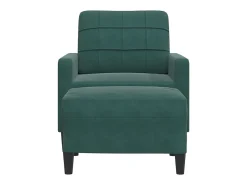 Sillón con taburete terciopelo verde oscuro 60 cm