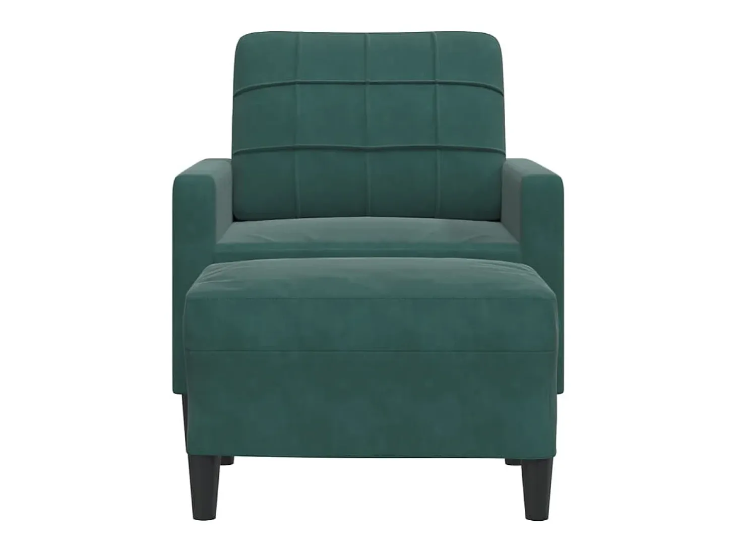 Sillón con taburete terciopelo verde oscuro 60 cm