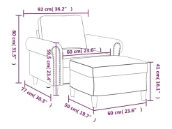 Sillón con taburete terciopelo amarillo 60 cm