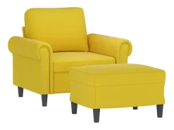 Sillón con taburete terciopelo amarillo 60 cm