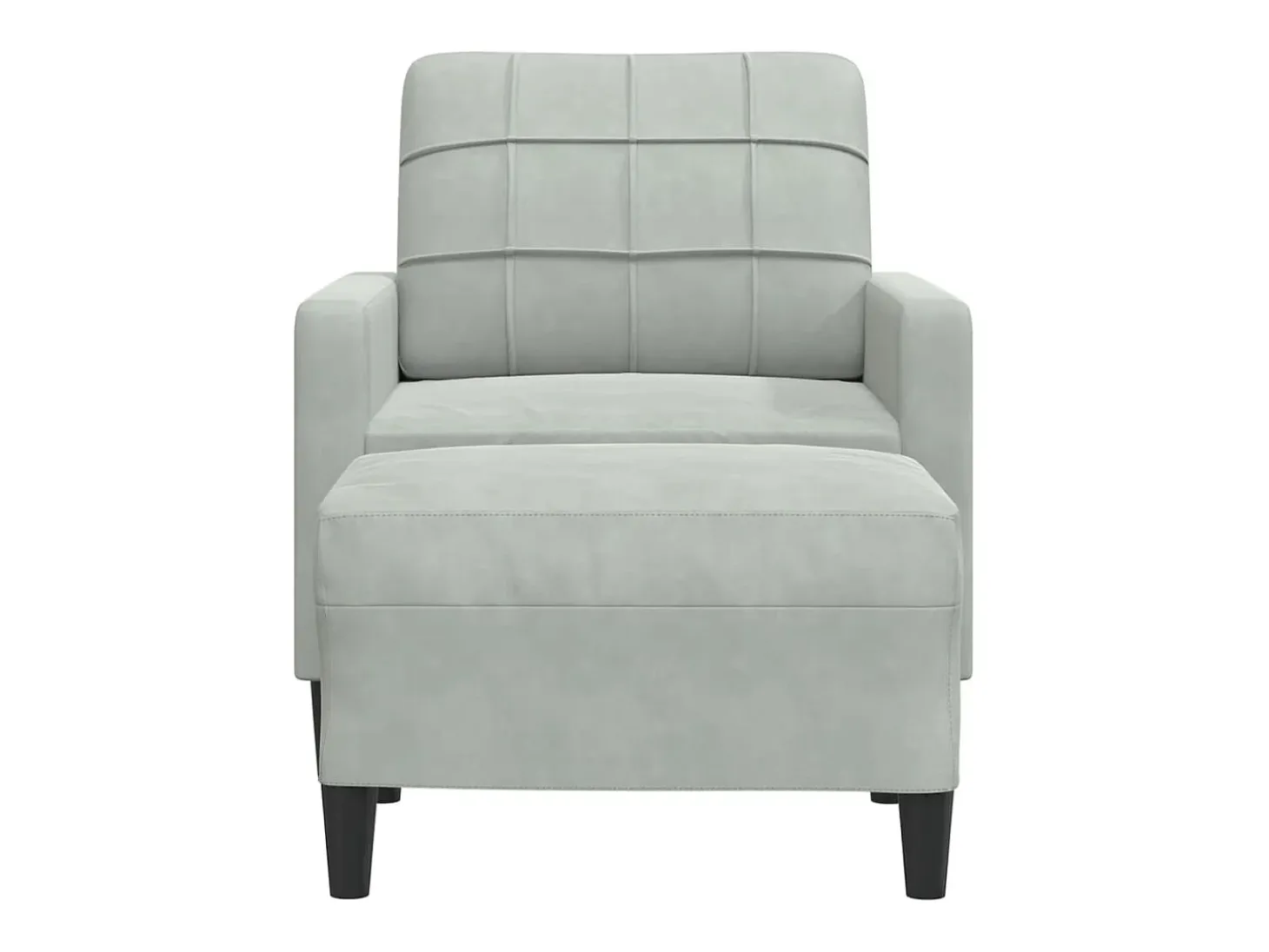Sillón con taburete terciopelo gris claro 60 cm