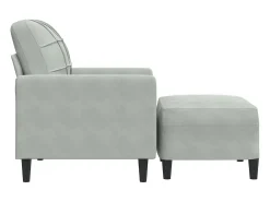 Sillón con taburete terciopelo gris claro 60 cm