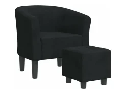 Sillón con taburete terciopelo negro