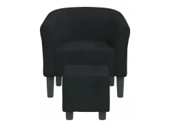 Sillón con taburete terciopelo negro