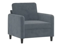 Sillón con taburete terciopelo gris oscuro 60 cm