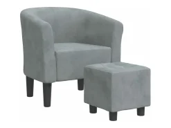 Sillón con taburete terciopelo gris oscuro