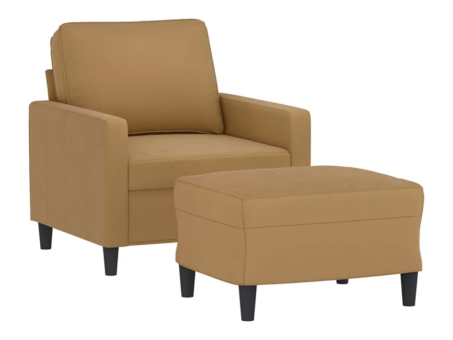 Sillón con taburete terciopelo marrón 60 cm