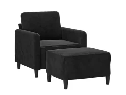 Sillón con taburete terciopelo negro 60 cm ES969140