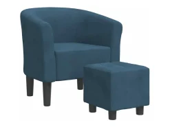 Sillón con taburete terciopelo azul oscuro
