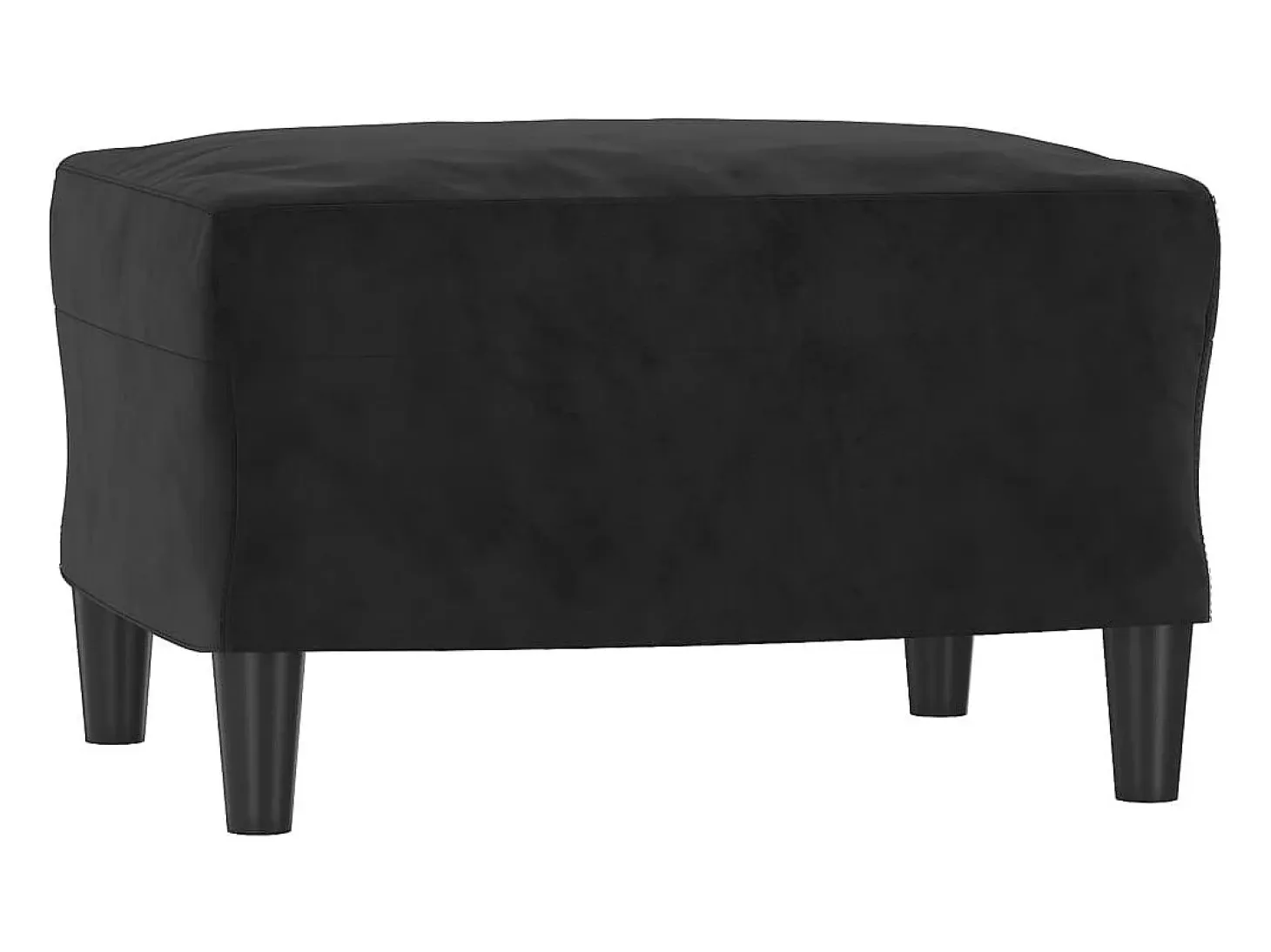 Sillón con taburete terciopelo negro 60 cm
