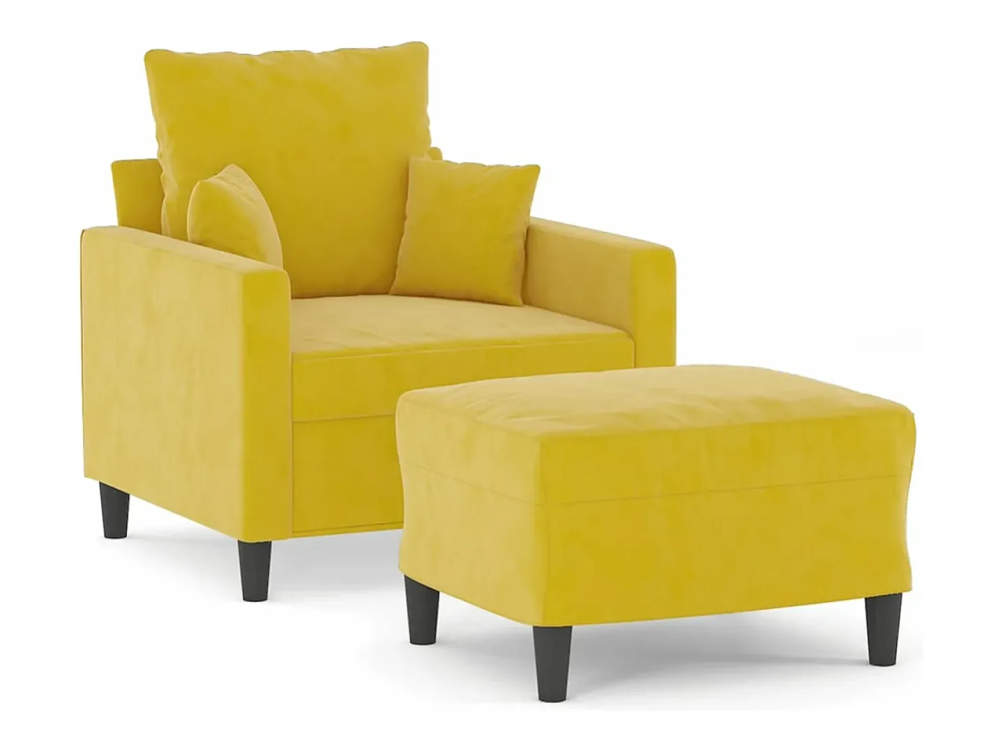 Sillón con taburete terciopelo amarillo 60 cm