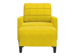 Sillón con taburete terciopelo amarillo 60 cm