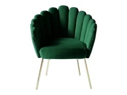 Sillón concha butaca diseño moderno terciopelo patas doradas Calicis - Verde oscuro