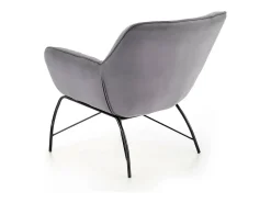 Sillón contemporáneo de terciopelo gris con patas de metal negro de diseño BRIAC
