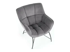 Sillón contemporáneo de terciopelo gris con patas de metal negro de diseño BRIAC