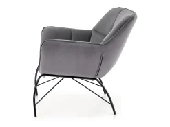 Sillón contemporáneo de terciopelo gris con patas de metal negro de diseño BRIAC