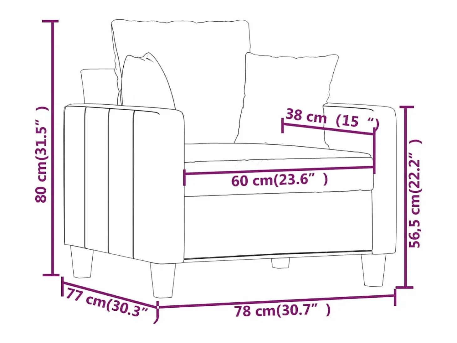Sillón Crema 60 cm Tela