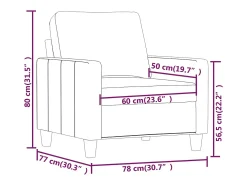 Sillón cuero sintético negro 60 cm