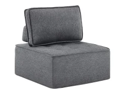 Sillón de 1 plaza en lino gris oscuro con respaldo acolchado - Estilo moderno - Para dormitorio o salón