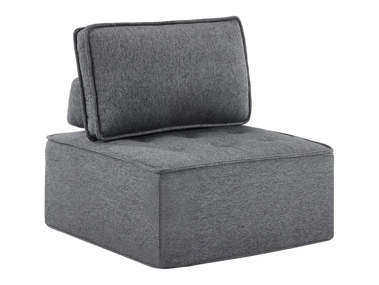 Sillón de 1 plaza en lino gris oscuro con respaldo acolchado - Estilo moderno - Para dormitorio o salón