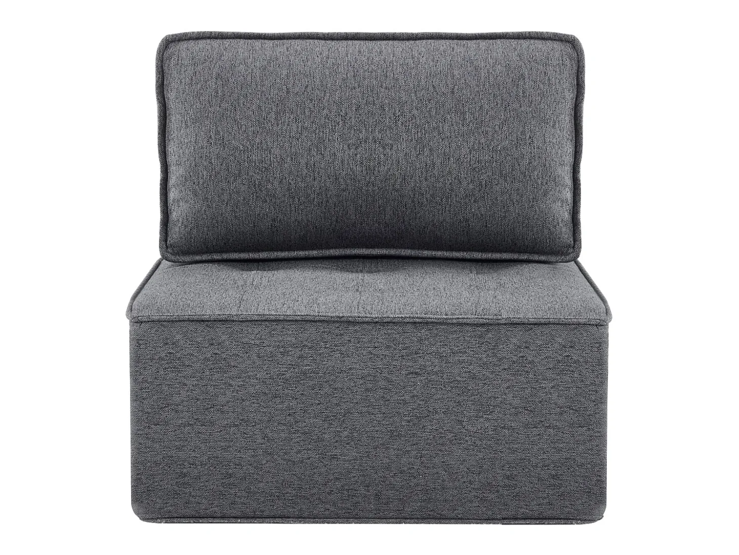 Sillón de 1 plaza en lino gris oscuro con respaldo acolchado - Estilo moderno - Para dormitorio o salón