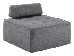 Sillón de 1 plaza en lino gris oscuro con respaldo acolchado - Estilo moderno - Para dormitorio o salón