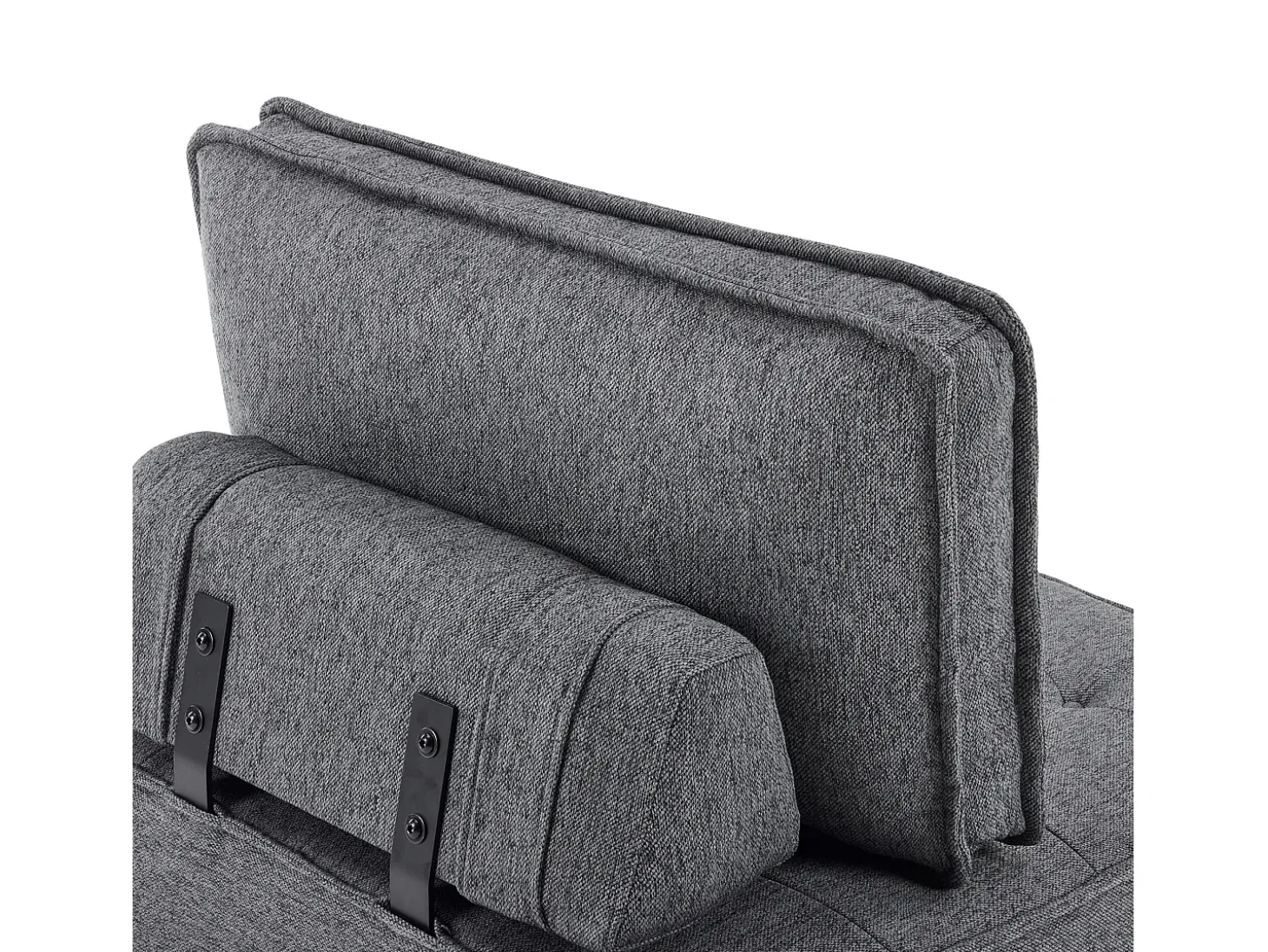 Sillón de 1 plaza en lino gris oscuro con respaldo acolchado - Estilo moderno - Para dormitorio o salón