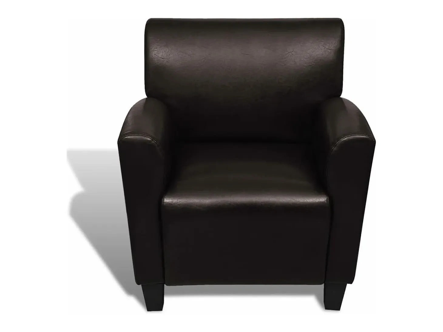 Sillón de cuero artificial marrón oscuro