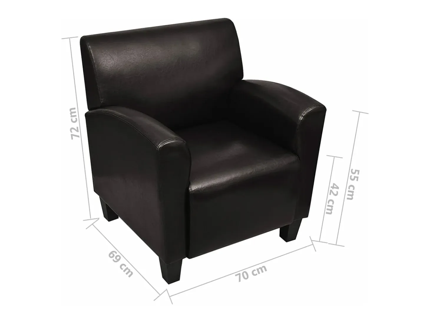 Sillón de cuero artificial marrón oscuro