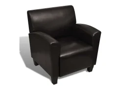 Sillón de cuero artificial marrón oscuro