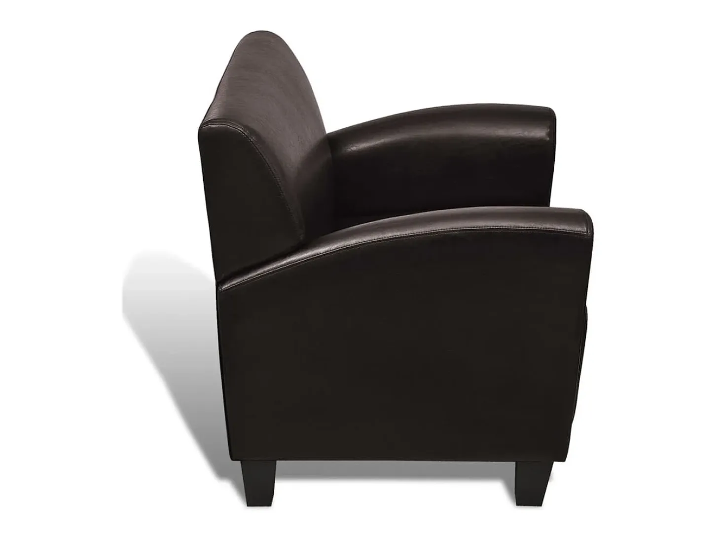 Sillón de cuero artificial marrón oscuro