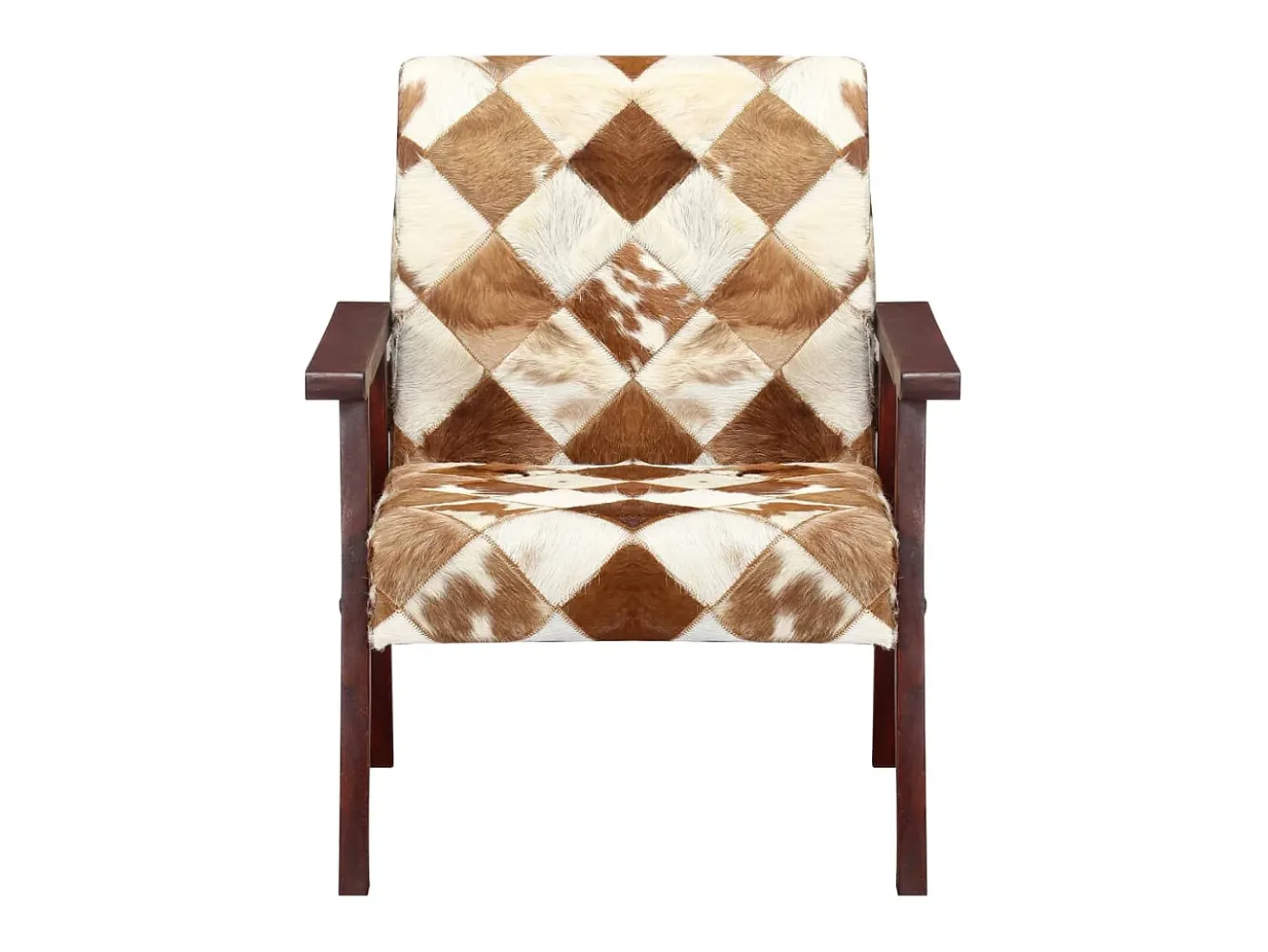 Sillón de cuero auténtico de cabra blanco y marrón