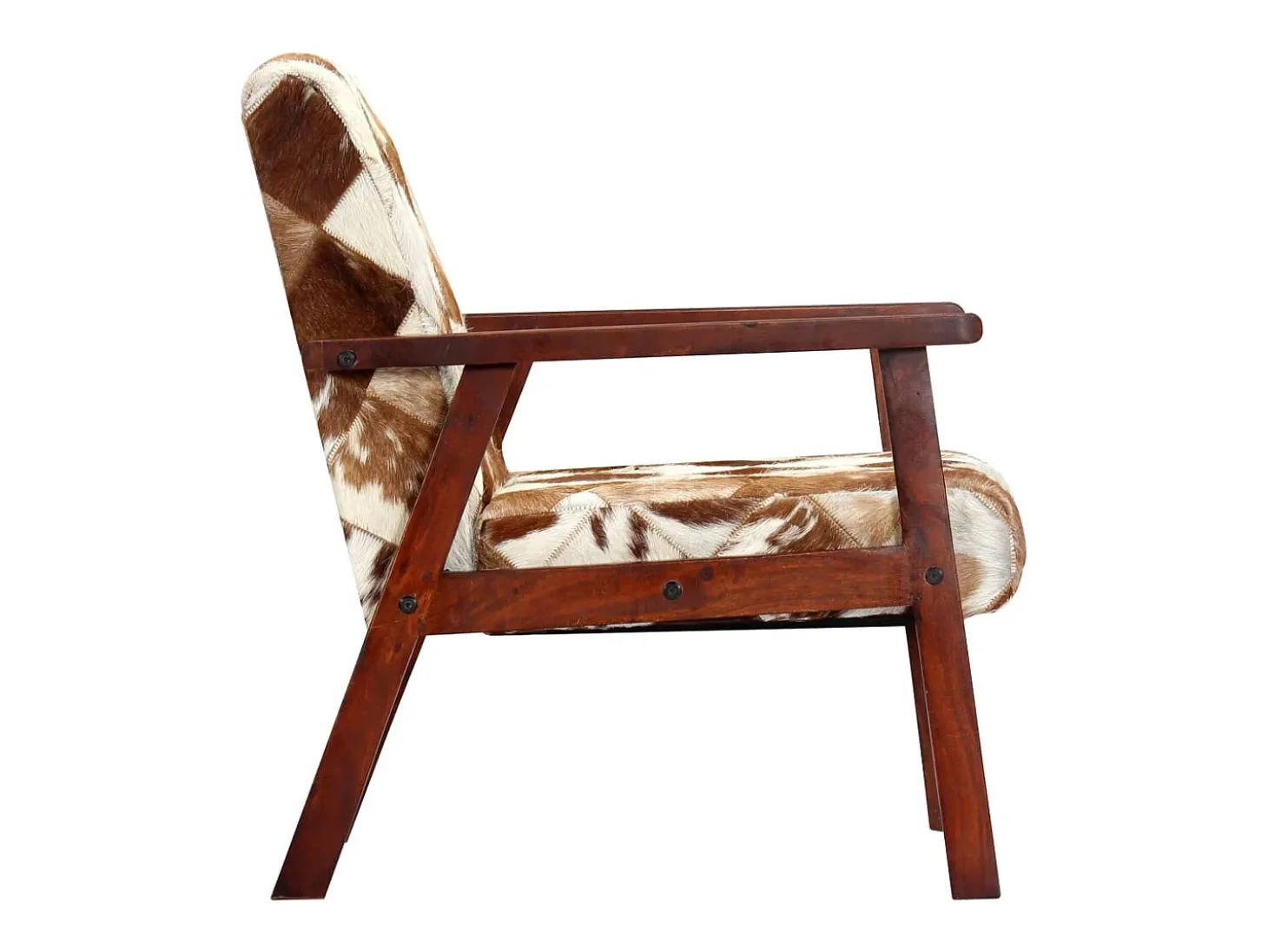 Sillón de cuero auténtico de cabra blanco y marrón