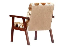 Sillón de cuero auténtico de cabra blanco y marrón