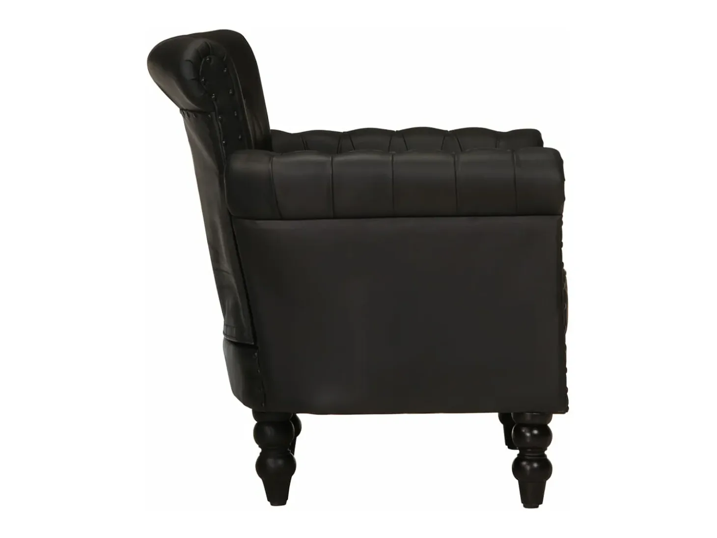 Sillón de cuero auténtico de cabra negro