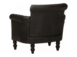 Sillón de cuero auténtico de cabra negro